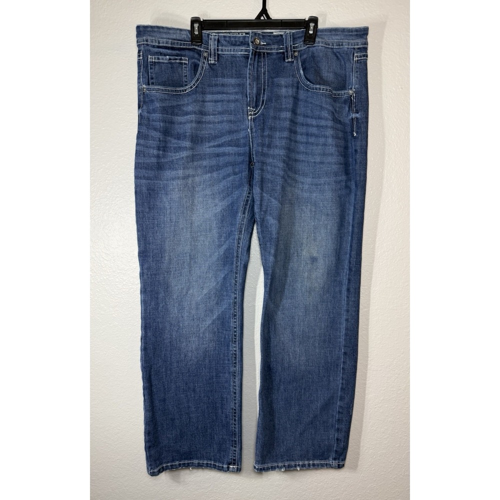 Axel Jeans Mens Slim Bootcut Medium Wash Blue Denim Embroidered pockets 40/32